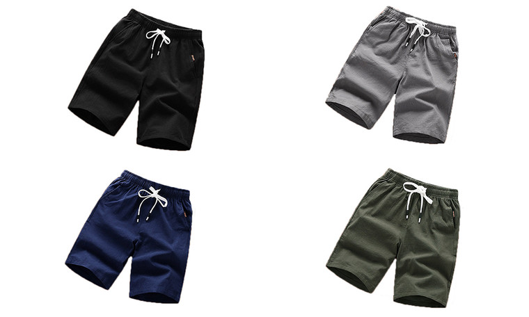 Solid color shorts men's summer five-point casual pants men's shorts casual beach pants men's sports five-point pants 1114