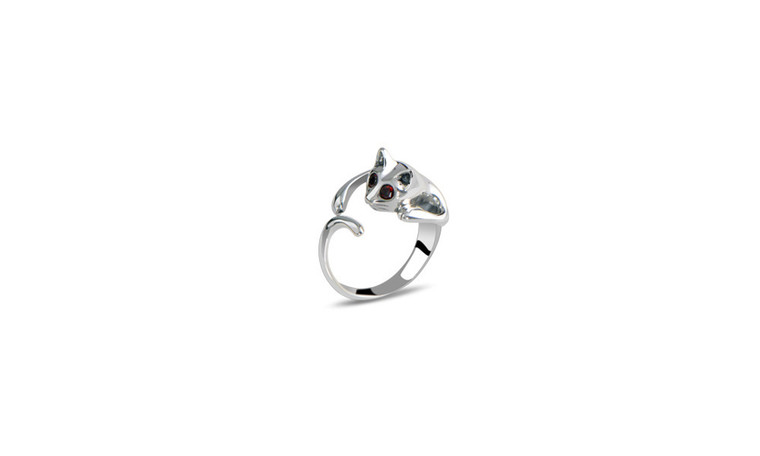 Alloy Gem Stone Opening Cat Ring-LA