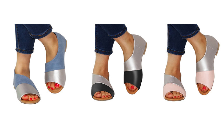 open toe two tone shoes