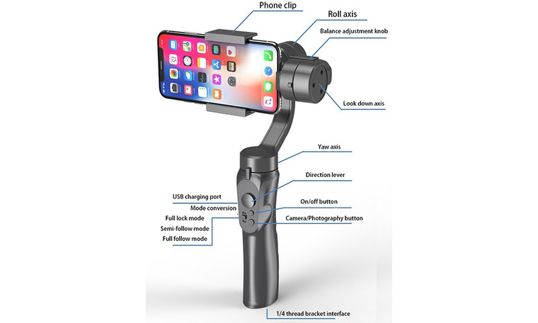 Mobile phone stabilizer, anti-shake video, three-axis selfie stick, VLOG smart camera