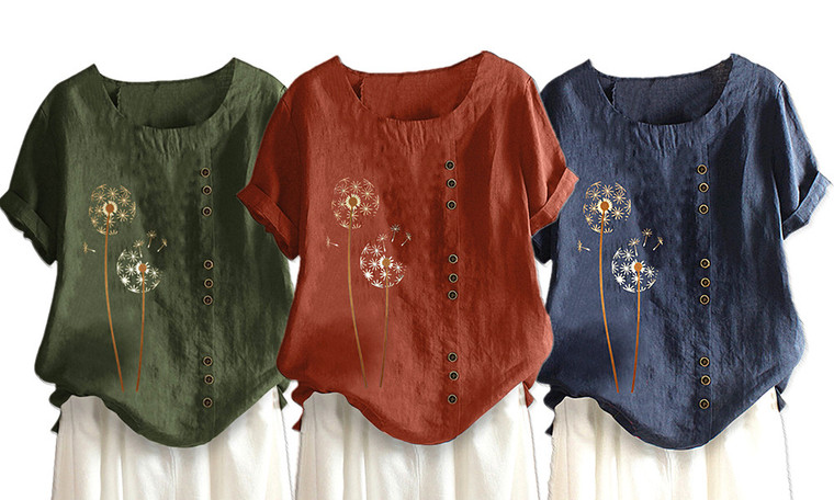  Ella Cotton Dandelion Casual Top Loose fit with buttons