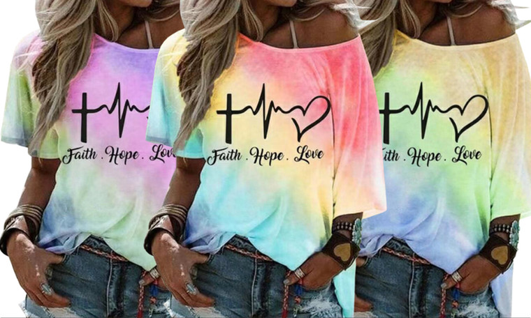 NEW-Tie-dye gradient print loose T-shirt-LA