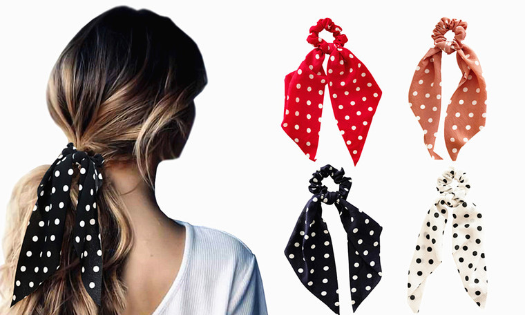 Polka dot scarf hair scrunchie 3039