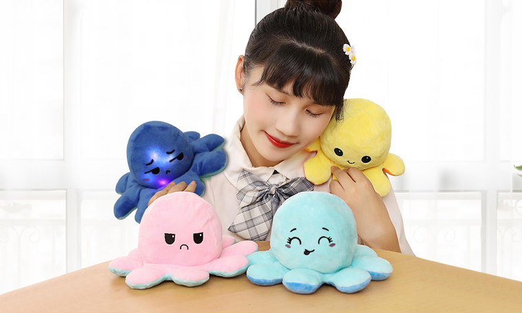 new-Double-Sided Flip Octopus Plush Toys,Cute Mini Octopus Stuffed Animal Toy 3509