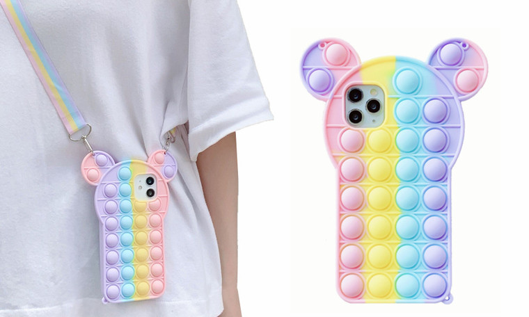 Push-Pop Fidget Phone protective  Case with crossbody strap