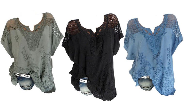  NEW-Women's  High Low Hem Lace a Line Peplum Top-LA