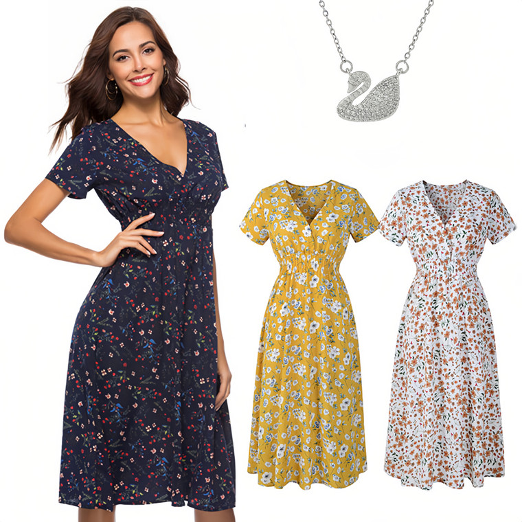 Flower Print Waist Control  426 Dress