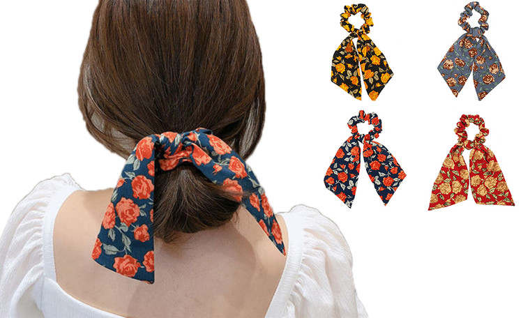 NEW- Hair Scrunchies,Bowknot, Floral Scarf Hair Ties, Ponytail Hair Accessories -LA