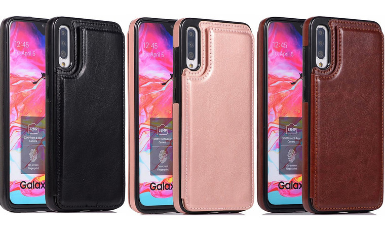 new-Leather Case with [Two Magnetic Clasp] [Card Slots] Stand Function-LA