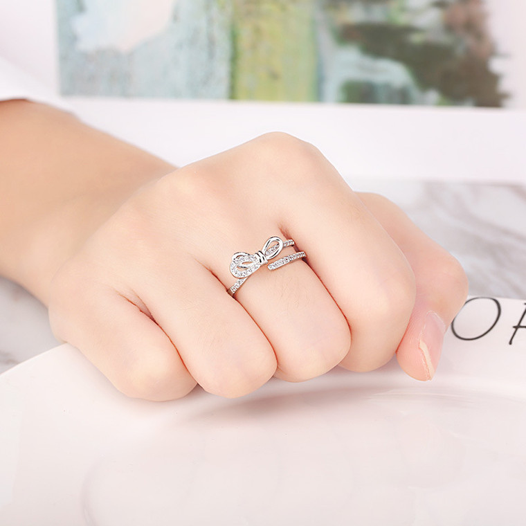 New-Zircon Bow Open Ring-3300LA