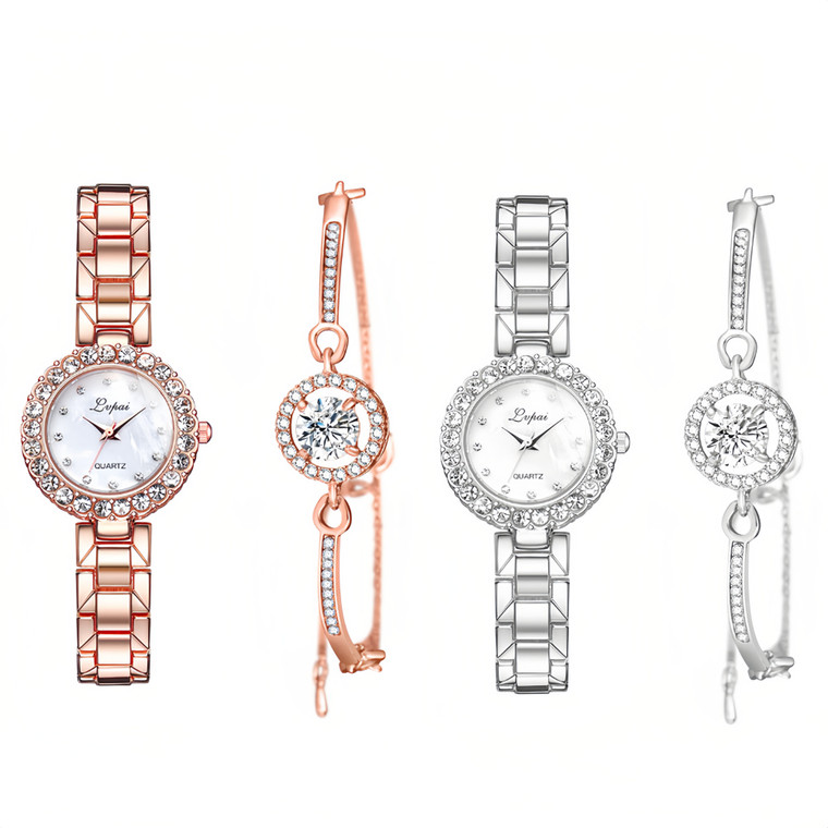 NEW  2503 Fashion Ladies Watch With Diamond Bracelet Two-Piece Watch 9051