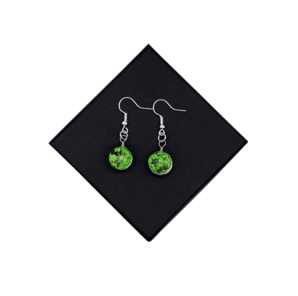 new- Real Flower Glass   Drop Earrings