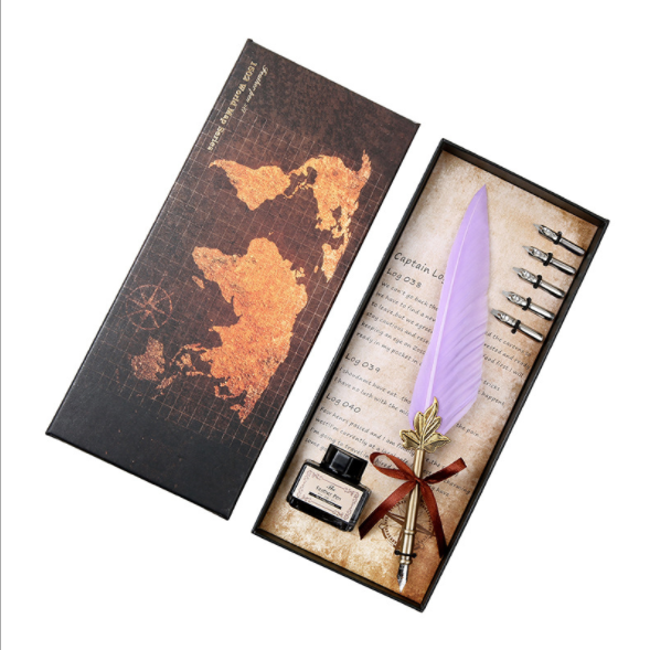 new-Quill pen-feather calligraphy pen and ink set-with ink  nibs