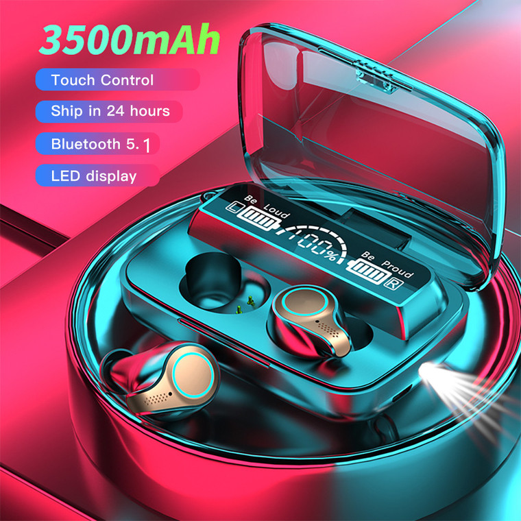 BRA-M18 TWS Bluetooth 5.1 9D Stereo Waterproof Earbuds With Microphone Wireless Earphones