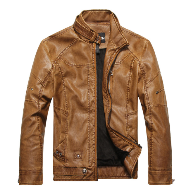 BRA-European and American style fashion leather jacket yellow zipper