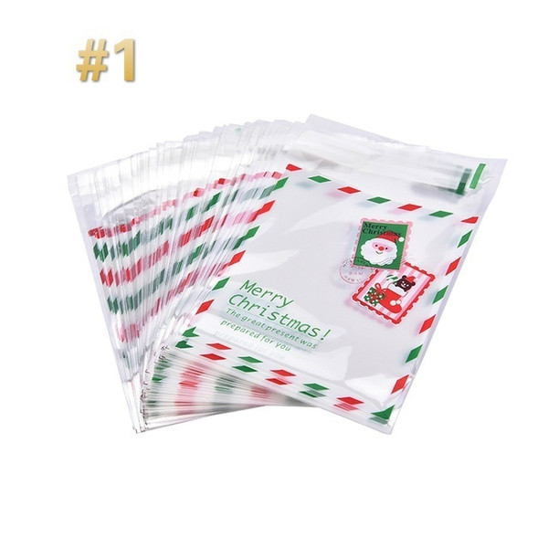 NEW-100Pcs Christmas Self-adhesive Cookie Packaging0098-LA