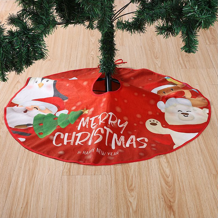 NEW-Santa Claus Snowman Christmas Tree Skirt Red Christmas Tree Base0135-LA