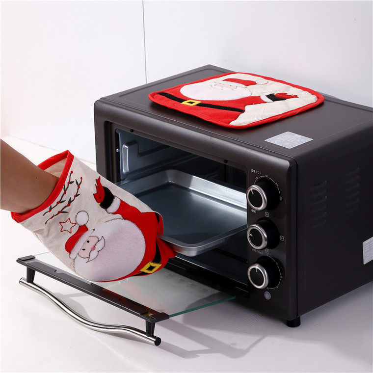 NEW-Heat Resistant Oven Gloves and Pot Holders with Christmas Designs0142-LA