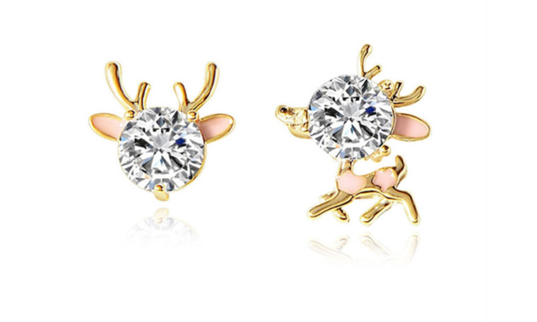 Christmas elk earrings female simple asymmetrical earrings-la