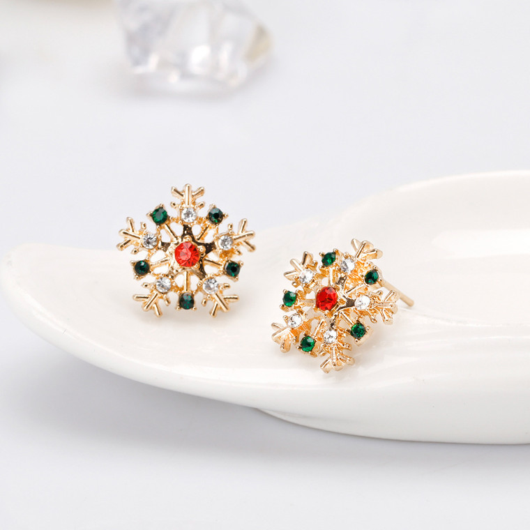 New-Snowflake Stud Earrings Present Christmas0158-LA