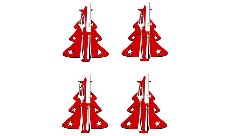PK of 4 Tree Shape Christmas Felt Cutlery Set-la