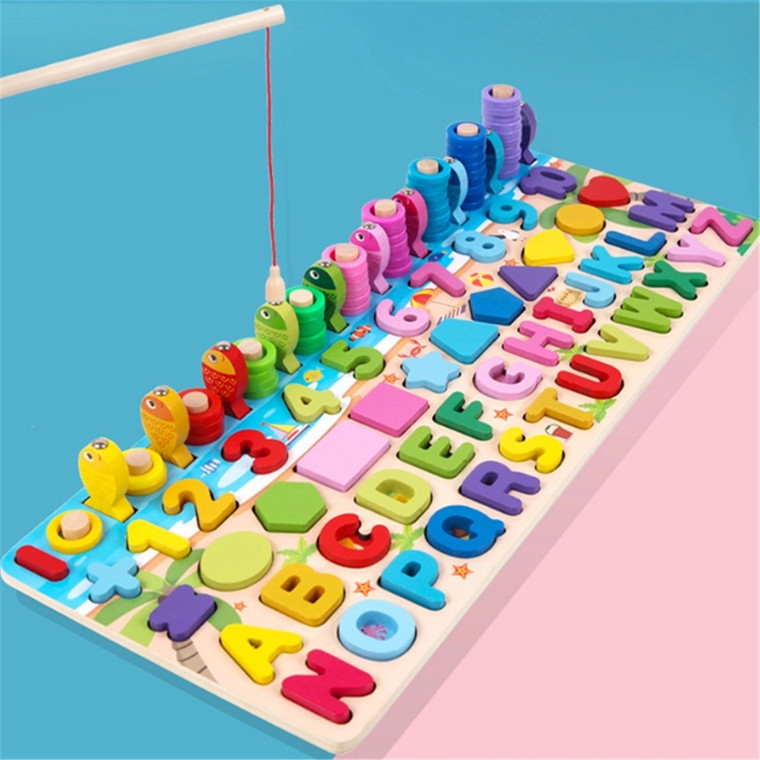 NEW-Montessori wooden baby math and fishing toys0161