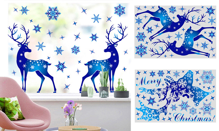 Reindeer PVC reusable Christmas Window Stickers-3066la