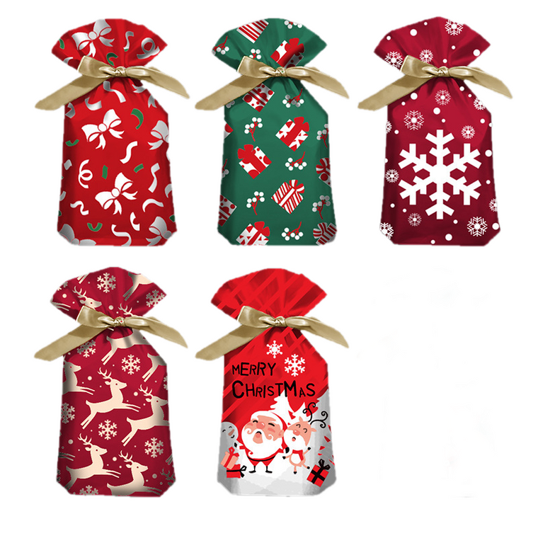 NEW-50-Piece Christmas Drawstring Gift Bag Set0221-LA