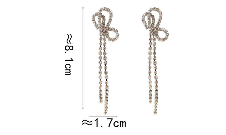 NEW-Bowknot Tassel Dangle Earrings for Girls Premium Aurelis Crystal Jewelry  Bowknot Drop Earrings Shiny Party Earrings Women 0230-LA
