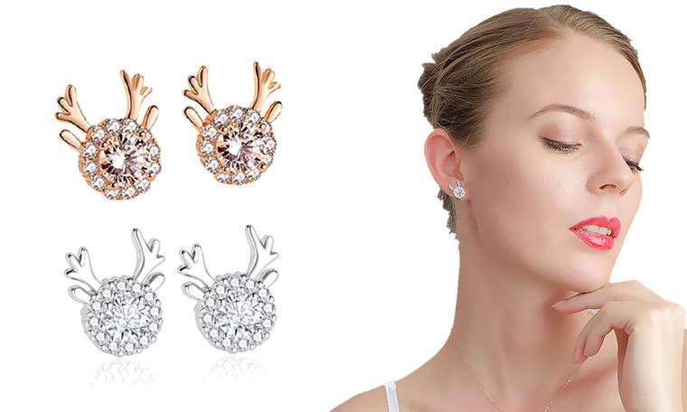 Reindeer Rhinestone Earrings-LA 3407