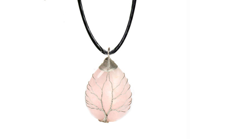 NEW Winding Water Drop Tree of Life Natural Stone Handmade Pendant Necklace 0305 LA