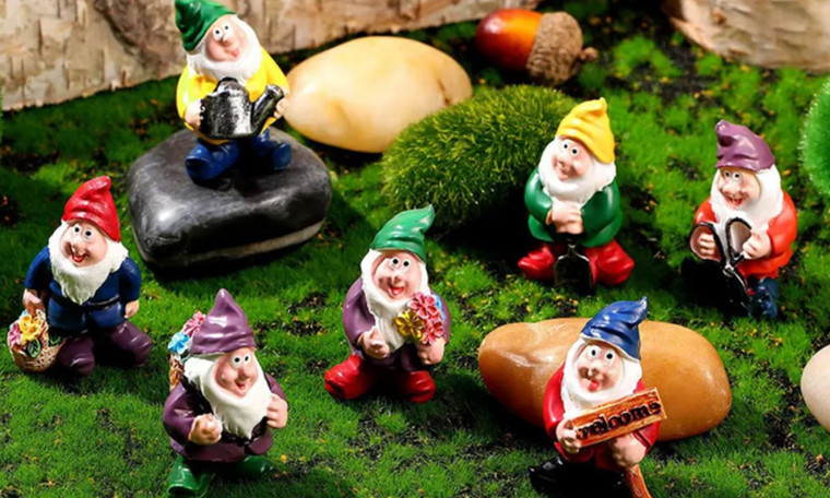 Set of 7 Miniature Garden Gnomes