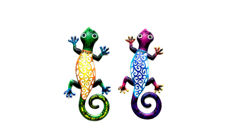 NEW 2PCS  Wrought iron gecko home wall hanging handicraft pendant decoration  0283 LA