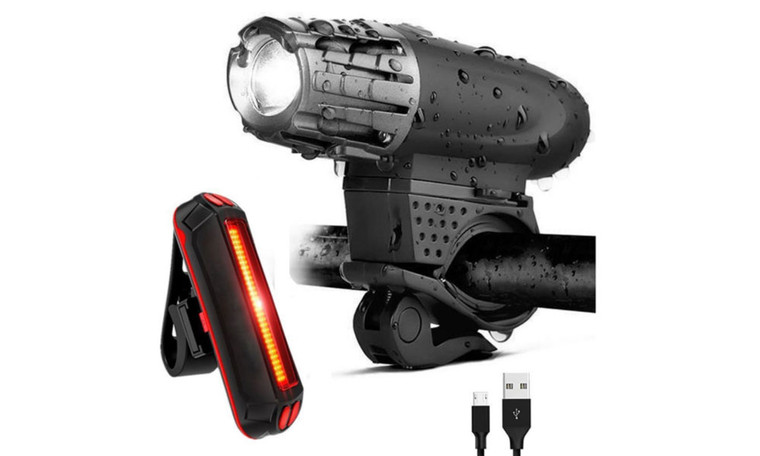 NEW Mountain Bike Headlight Waterproof LED Warning Light USB Rechargeable Headlight  0290
