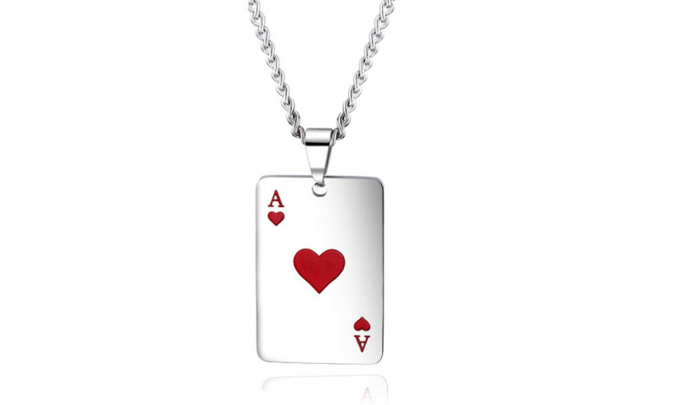 NEW  Lucky Poker Chain Necklace for Men and Women Pendant Necklace Fashion Jewelry Gifts  0329 LA