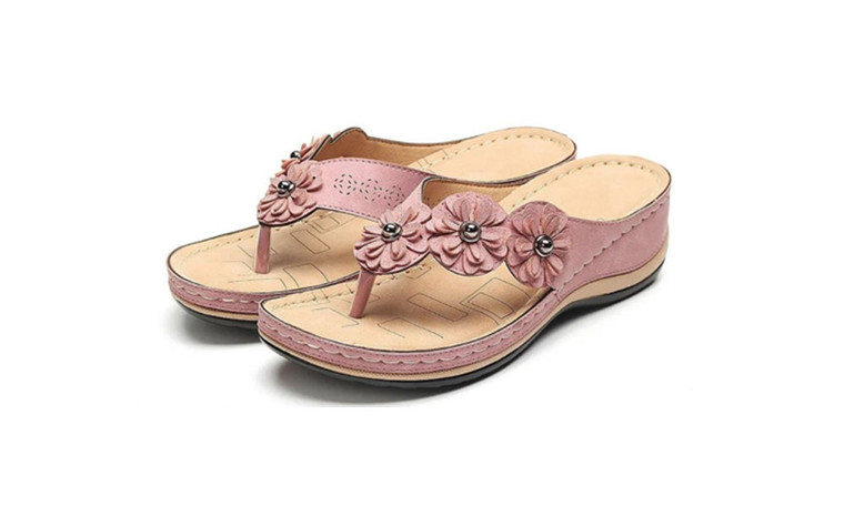 NEW  Flat Flower Super Comfortable Round Toe Casual Women's Sandals Flip-flops 0338