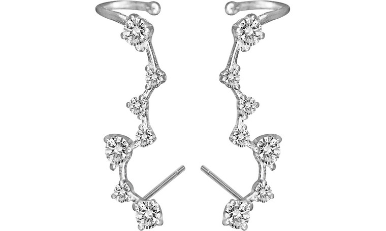 NEW Star shape 925 silver Zircon Earrings 0353 LA