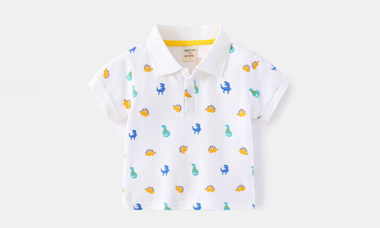 NEW  2-4PCS Short Sleeve T-Shirt New Baby Dinosaur Full Print Polo Shirt Short Sleeve 5132
