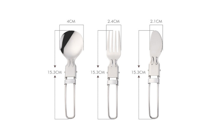 NEW   three-piece set Stainless Steel Camping Folding Knife Fork Spoon Set  5173