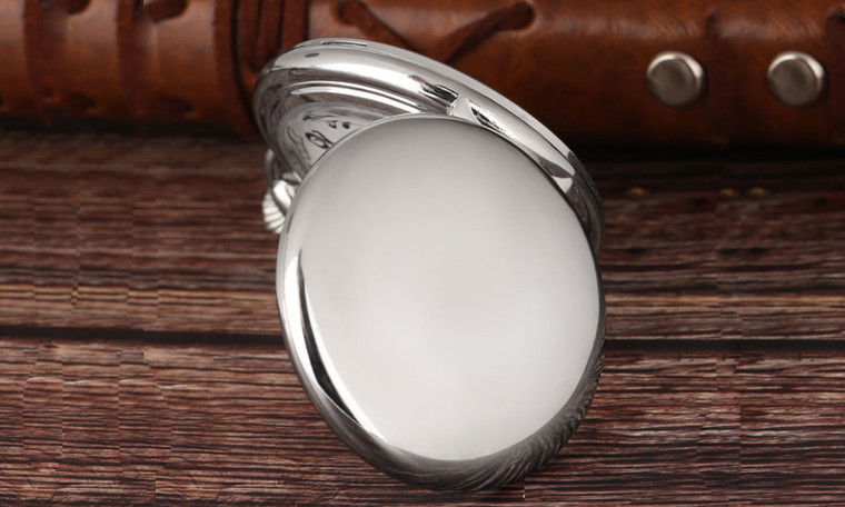 NEW Classic Silver Reversible Vintage Quartz Pocket Watch  5269