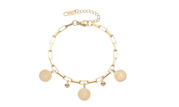 NEW Titanium Hip-Hop Personality Medal Bracelet 0380