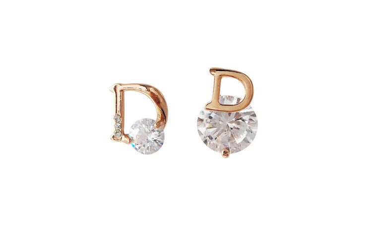 NEW Zircon Simple Asymmetric Stud Earrings 0385