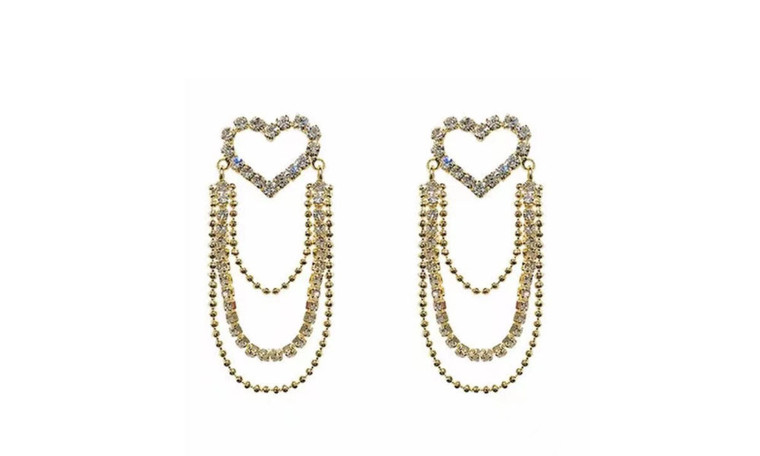 NEW  Love tassel women's earrings delicate earrings earrings niche peach heart earrings5363