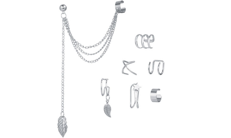 NEW  7-piece set of creative personality double C cartilage U-shaped earrings 5395