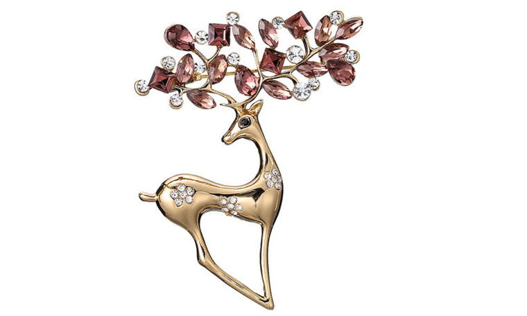 NEW   Women's creative fawn brooch Korean version alloy diamond animal corsage 5408