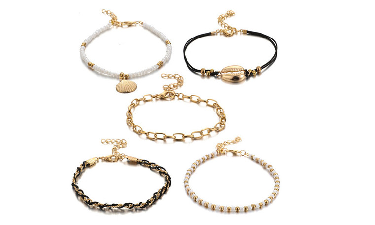 NEW 5pcs Shell multi-layer anklet   5420
