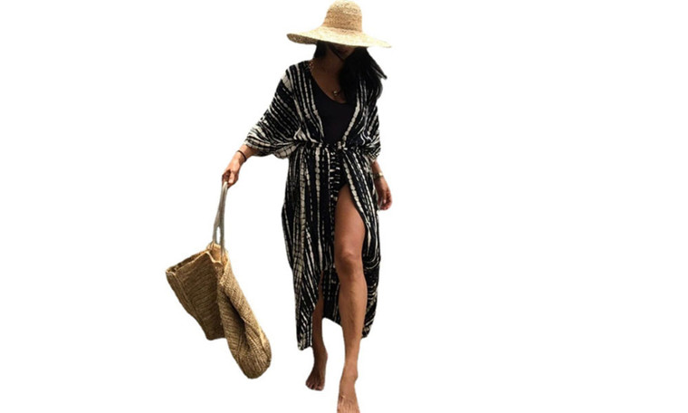 NEW  Women's Sunscreen Shirts Irregular Print Cardigan Long Beach Bikini Jacket  5440
