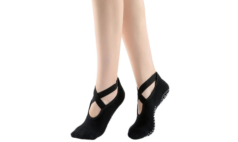 NEW  2PCS Yoga Dancing Socks Thickened Cross Strap Pilates Sports Socks 5454