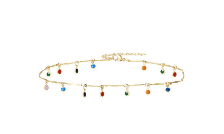 NEW  Creative Vintage Colorful Tassel Pendant Single Layer Necklace 5468