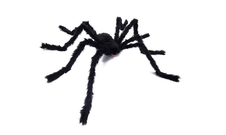 NEW 5m Spider Web + 50CM Black Spider  Halloween simulation plush spider decoration triangle spider web courtyard outdoor scene dress up 5472